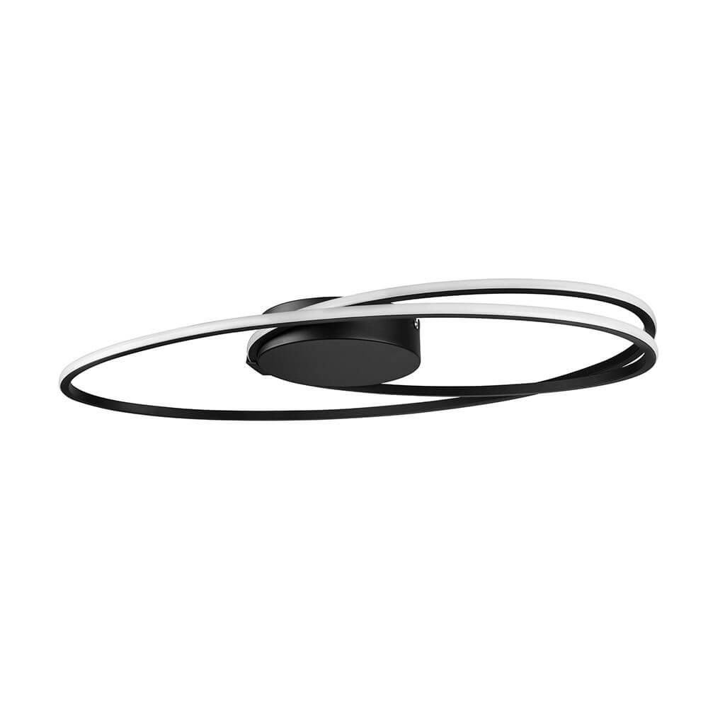 Viareggio LED Deckenlampe Geschwungen – moderne schwarze Aluminium-Deckenleuchte mit geschwungenen LED-Ringen, 28W, 1950 lm, ideal für Wohnzimmer