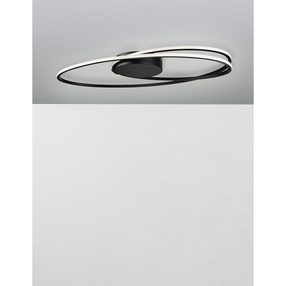 Alt Tag: Viareggio LED Deckenlampe Geschwungen, minimalistische Aluminium-Acryl Deckenleuchte, integrierte 28W LED, Wohnzimmer/Schlafzimmer