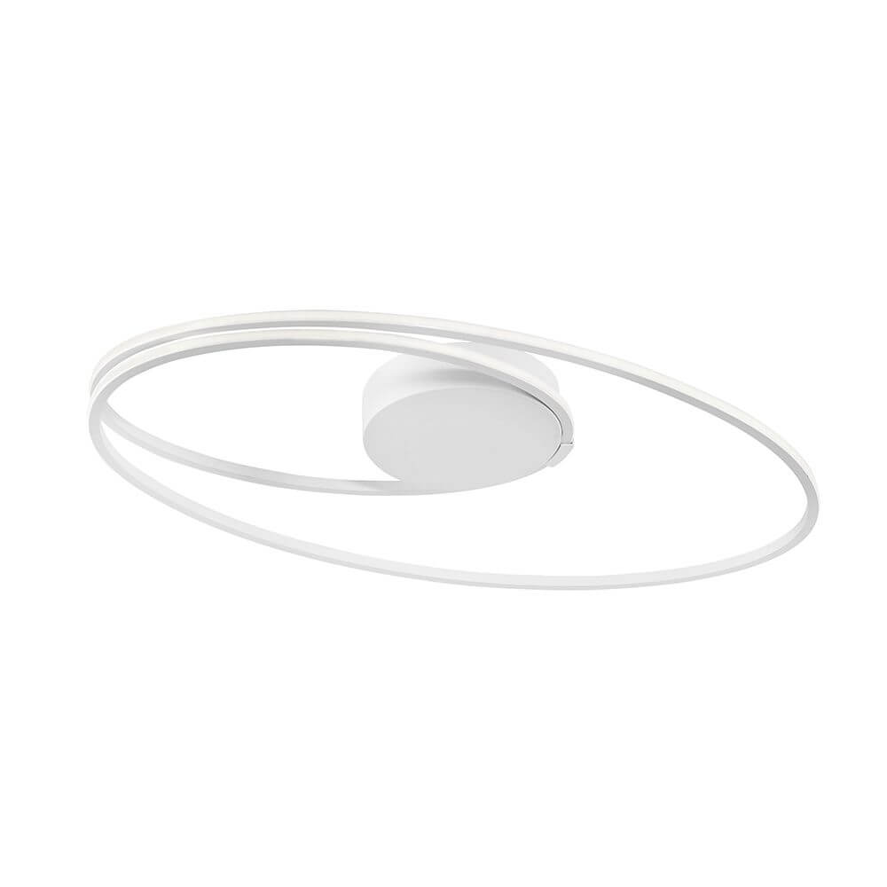 Viareggio LED Deckenlampe Geschwungen – minimalistische weiße Aluminium-Acryl Deckenleuchte, integrierte 28W LED, weiche Lichtverteilung für Wohnzimmer oder Schlafzimmer