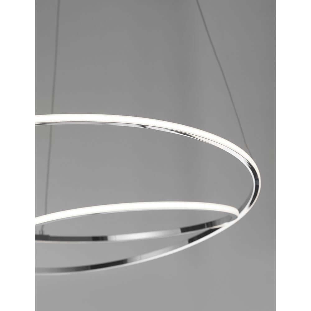 Viareggio LED Hängeleuchte Ø 56cm Metall in Aluminium und Acryl, modernes, minimalistisches Design.
