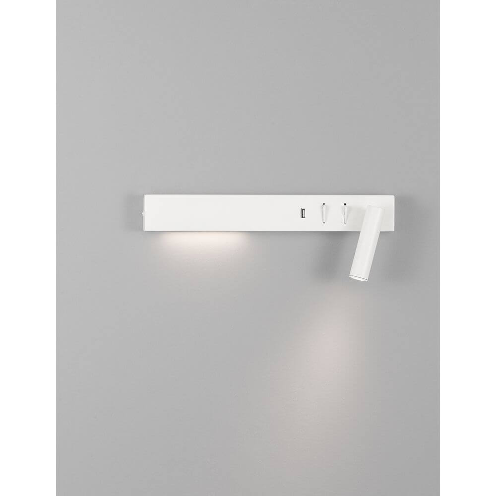 Nova Luce Vida LED Lese- & Wandlampe Metall mit USB in elegantem Design an grauer Wand