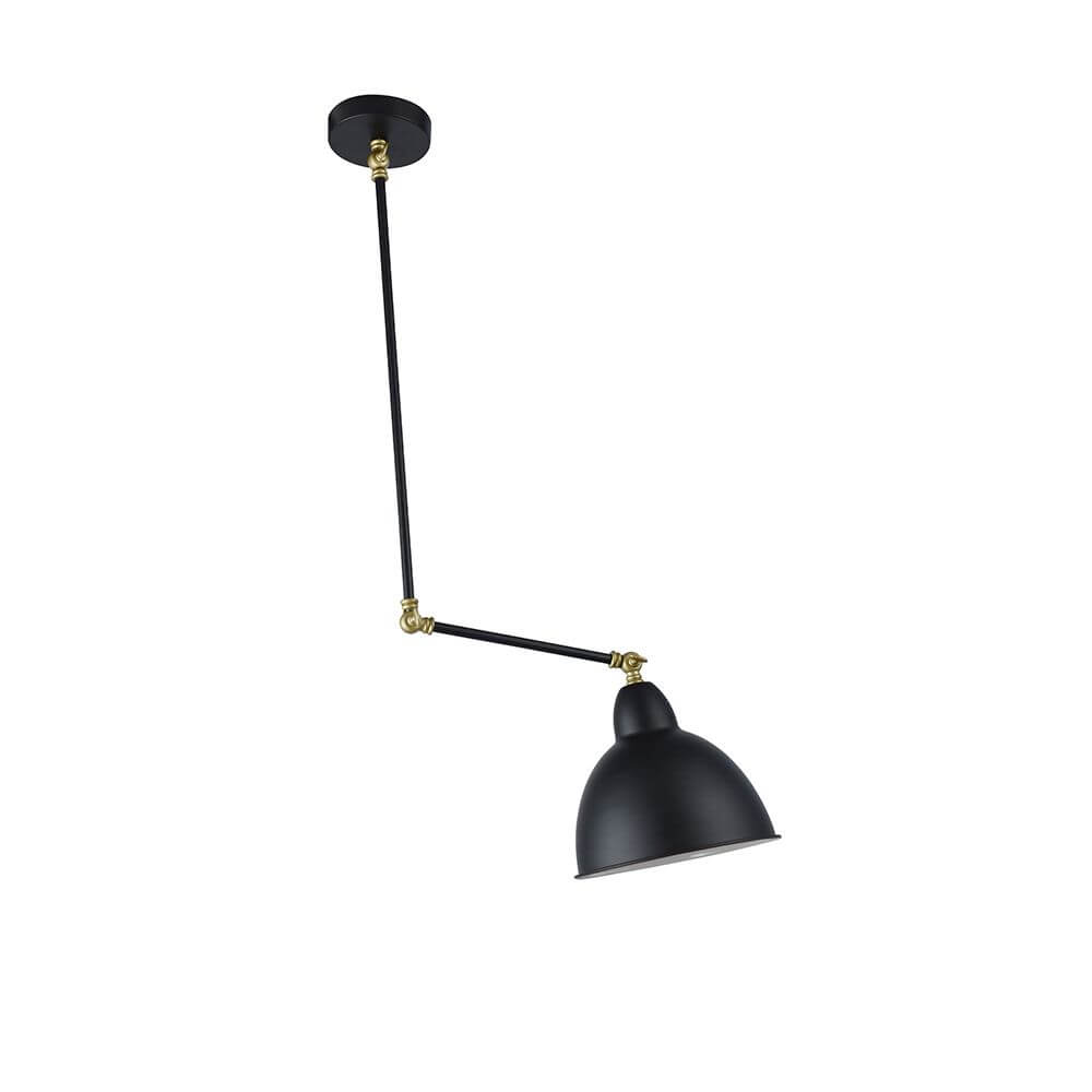 Virgo Hängelampe verstellbar Schwarz, Messing in modernem Design mit flexibler Arm- und Kopfverstellung.