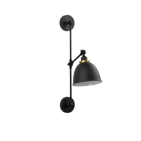 Nova Luce Virgo verstellbare Wandleuchte, schwarzes Metall mit Messingakzent, industrielles Design, beweglicher Leuchtkopf