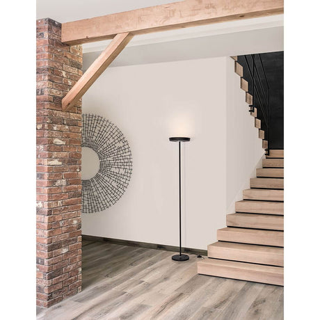 Viti LED-gulvlampe 170 cm metall i moderne design i oppholdsrom med trapp og speil.