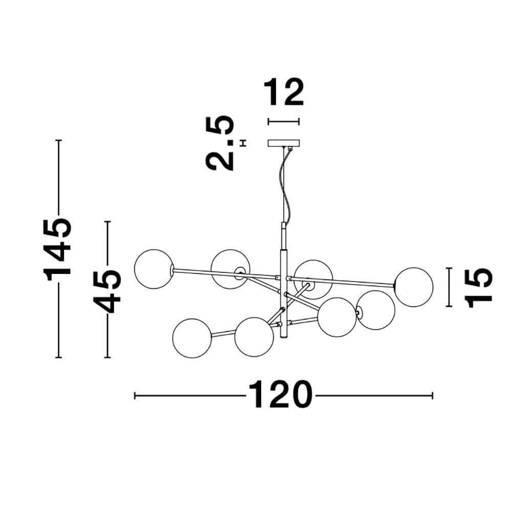 Vitra Glas-Hängeleuchte 8-flg. Weiß