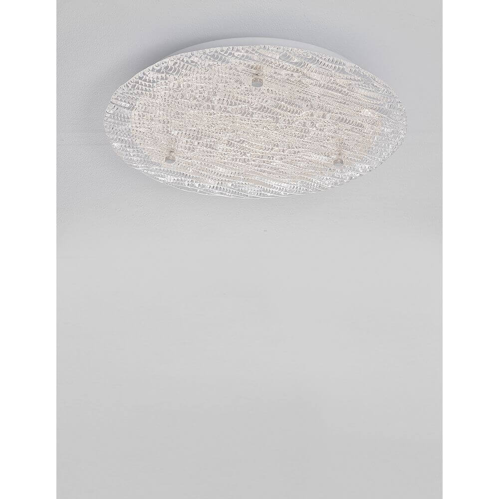 Wing LED Deckenlampe Metall, Glas - modernes und elegantes Deckenlicht in ovaler Form aus Metall und Glas.