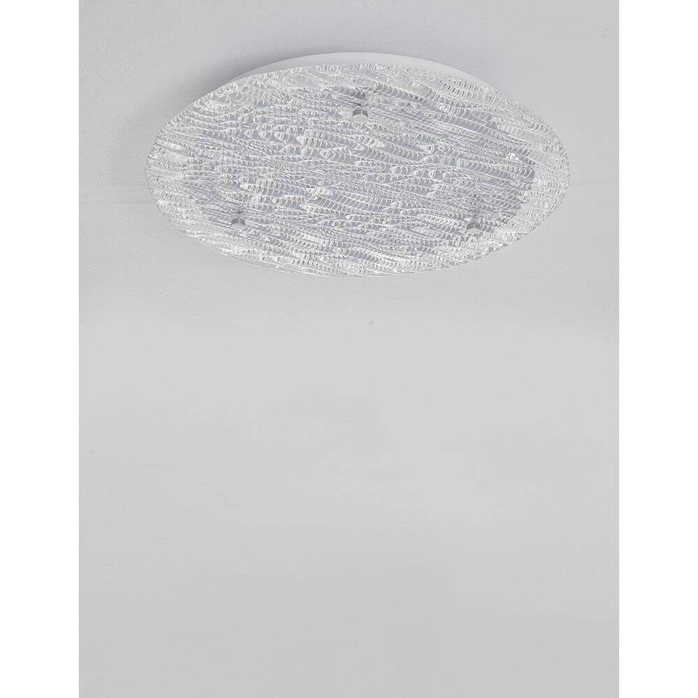 Wing LED Deckenlampe Metall, Glas mit elegantem Design und klarer Glasoberfläche, ideal für Wohnzimmer und Schlafzimmer.