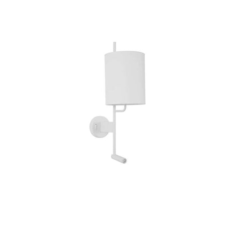 Yama væglampe med LED Læsearm i hvid med moderne design og dekorativ lampeskærm.