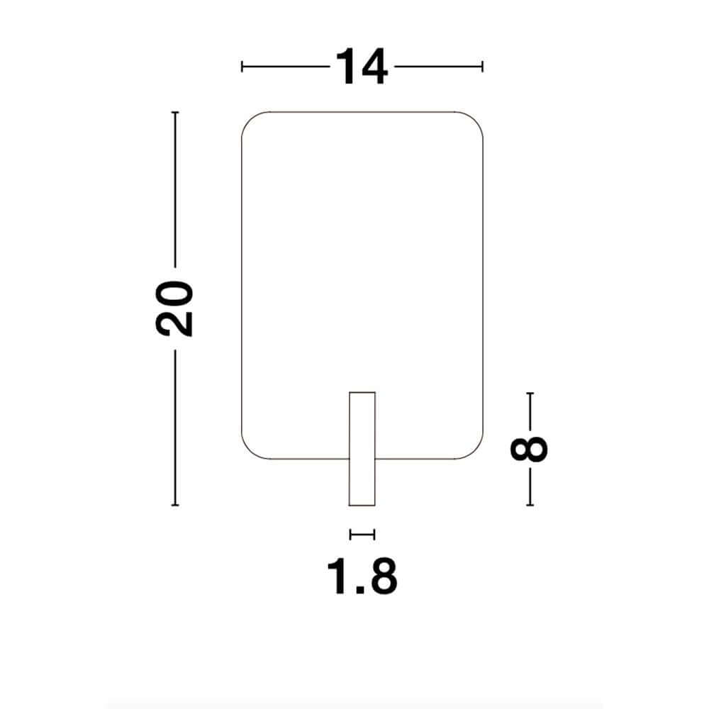 Maßzeichnung der Zen LED Wandleuchte mit Lesearm & USB, inklusive Höhe und Breite.