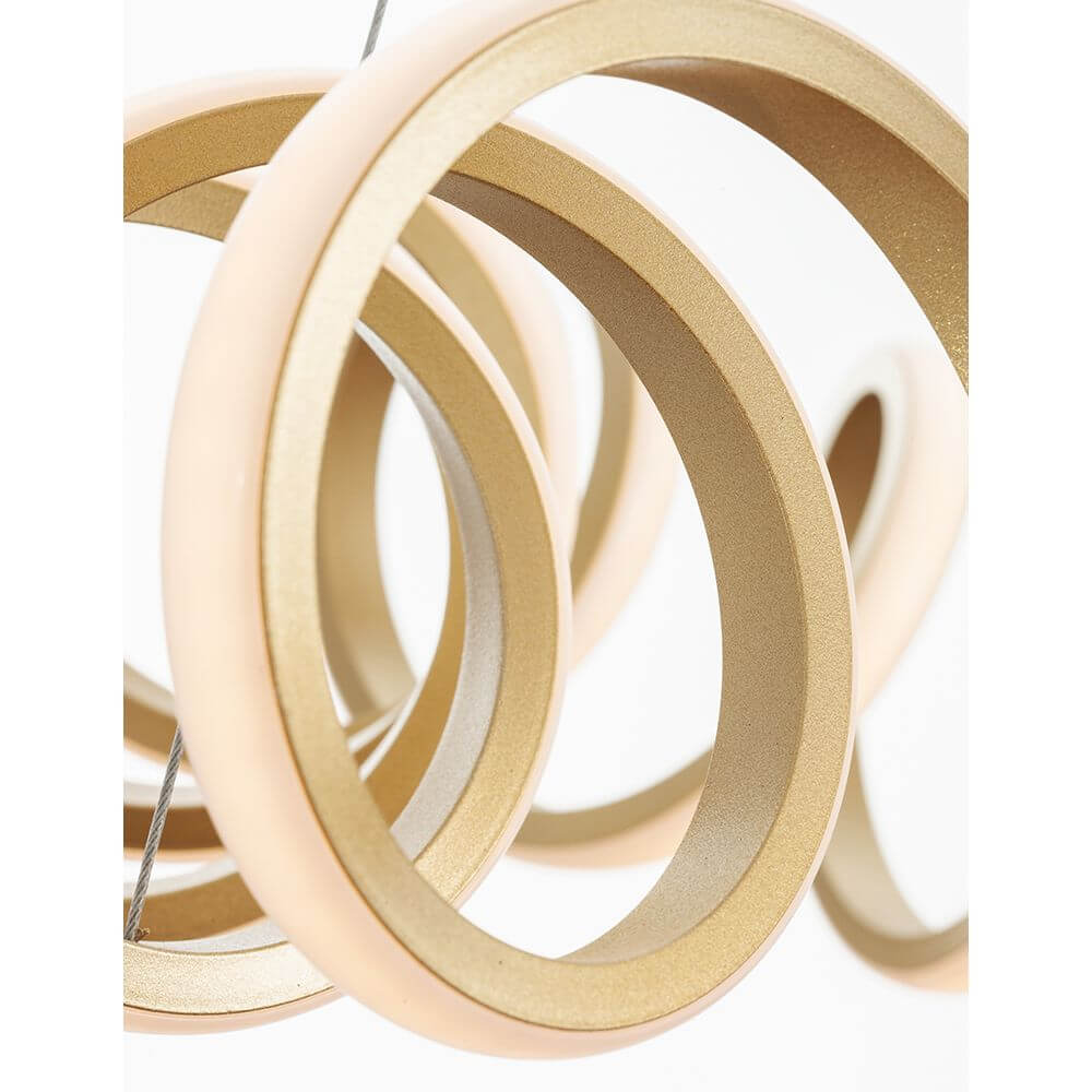 Zinia LED Hängelampe Metall in elegantem Design mit goldenen Ringen und integrierter LED-Beleuchtung.