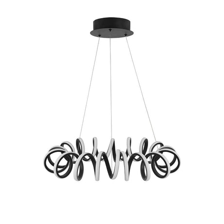 Zinia LED Metal hængelampe i moderne design med elegante sorte og hvide ringe.