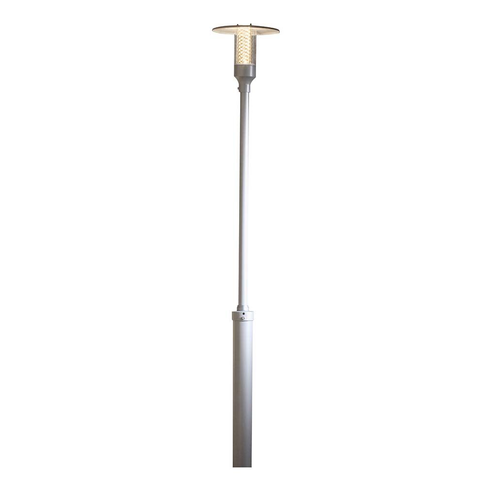 Nova gulvlampe med reflektorgitter i sølv, klart akrylglass - elegant gulvlampe for moderne interiør.