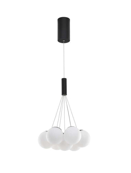 Nuvole LED Pendelleuchte 7-flammig Ø 36cm 3000K Schwarz, Weiß mit Milchglas-Kugeln für elegantes Innenlicht