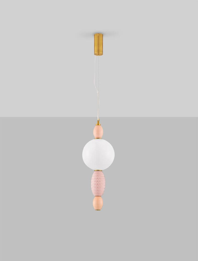 Obrie LED Pendelleuchte Ø 20cm 3000K Gold, Orrange, Pink, Weiß - elegante Leuchte in Pastellfarben.