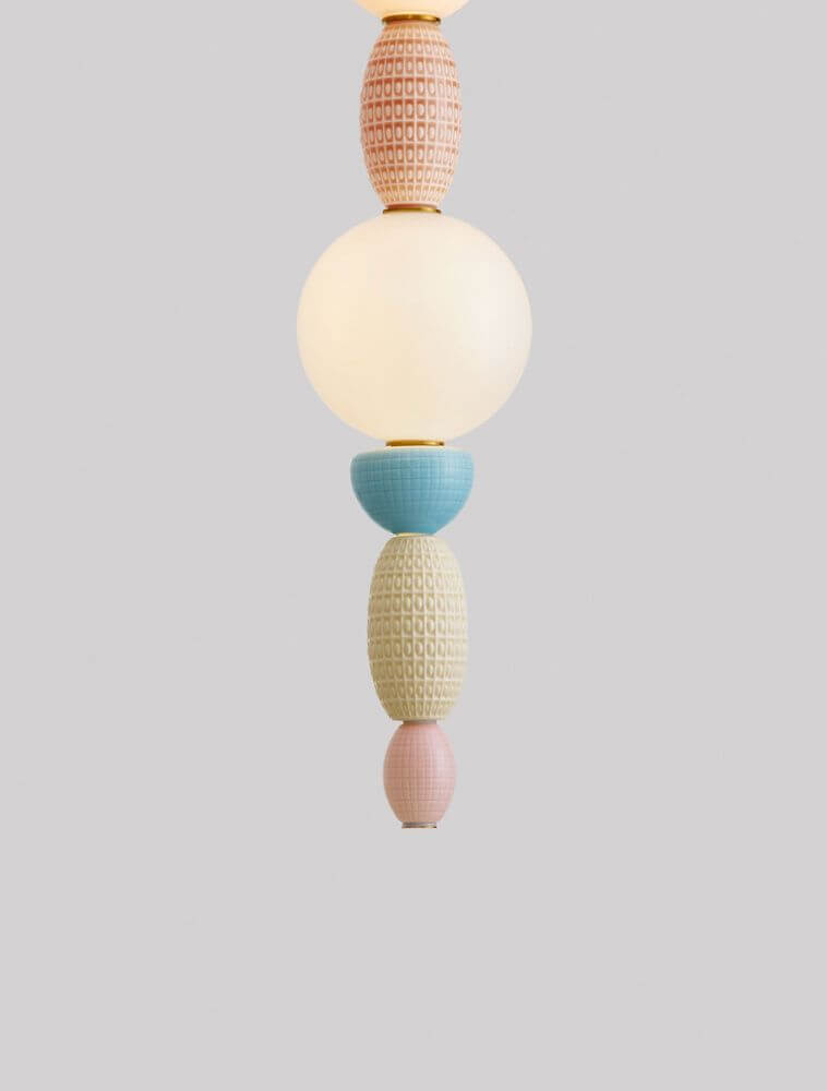 Obrie LED Pendelleuchte 2-flammig Ø 20cm 3000K Gold, Blau, Rosa, Weiß - elegante Leuchte in Pastellfarben.