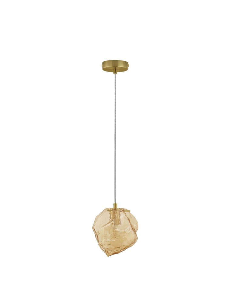 Odelle Pendelleuchte Ø 18cm Gold, Bernstein - edle Hängeleuchte aus mundgeblasenem Glas, dimmbar.