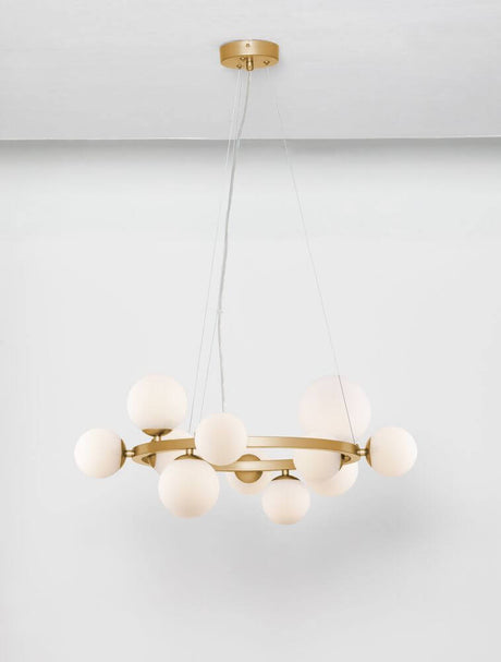 Odillia pendant light Ø 65cm G9 11-light with opal glass and gold metal for stylish lighting.