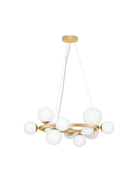 Odillia pendant light Ø 65cm G9 11-light with opal glass and gold metal design.