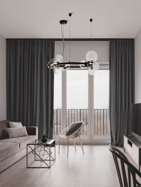 Odillia pendant light Ø 65cm G9 11-light in a stylish living room with modern interior.