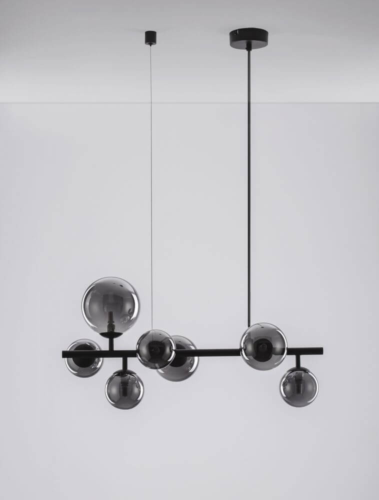 Odillia Pendelleuchte G9 7-flammig mit elegantem Design in Schwarz und Metall, ideal für moderne Interieurs.