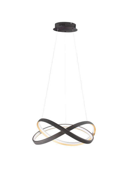 Odrey LED Pendelleuchte Ø 50cm 2700, 3500, 5000K in Schwarz/Gold mit skulpturalem Band-Design