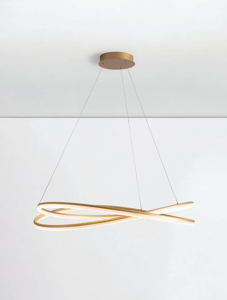 Ofelia LED Pendelleuchte 2-flammig Ø 95cm 3000K in modernem Design mit geschwungenen Lichtstreifen