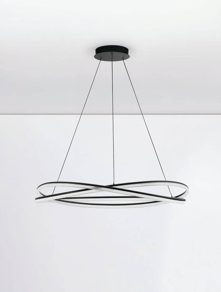 Ofelia LED Pendelleuchte 2-flammig Ø 95cm 3000K mit modernem Design und elegantem Schwarz.