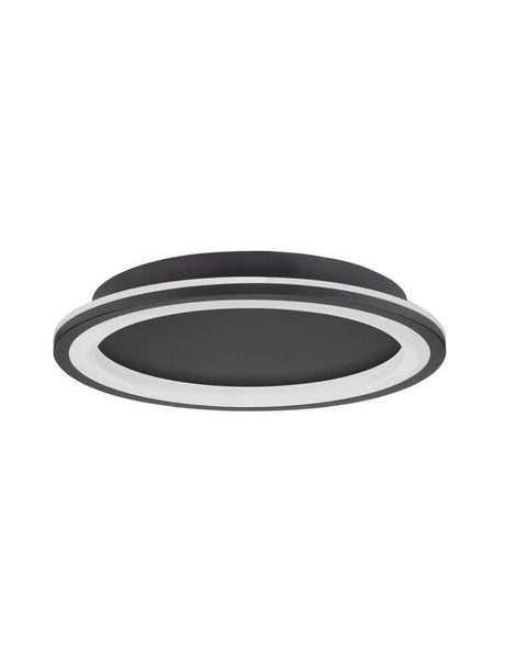 Oggy LED Deckenleuchte Ø 37cm 3000K in mattschwarzem Design mit elegantem Profil.