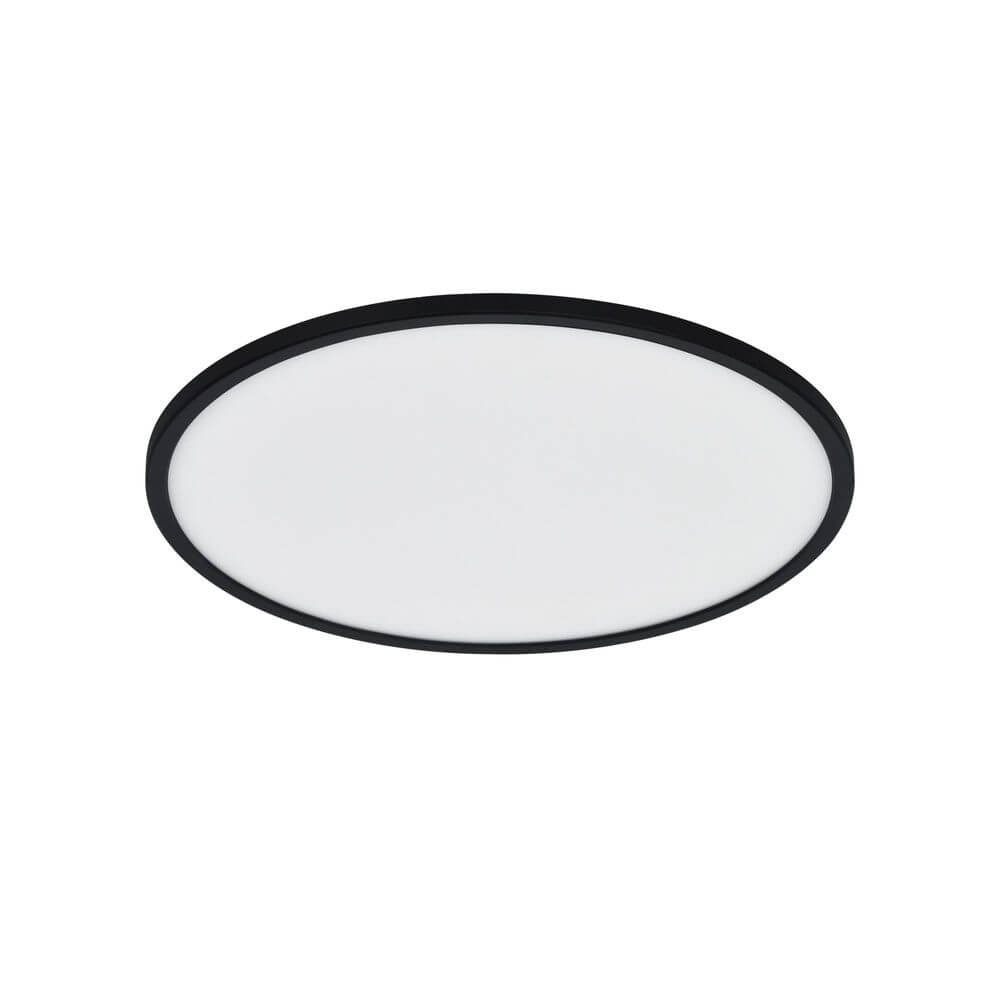 Oja 42 Deckenleuchte 2700K in ovaler Form mit schwarzem Rahmen und milchigem Lichtdiffusor.