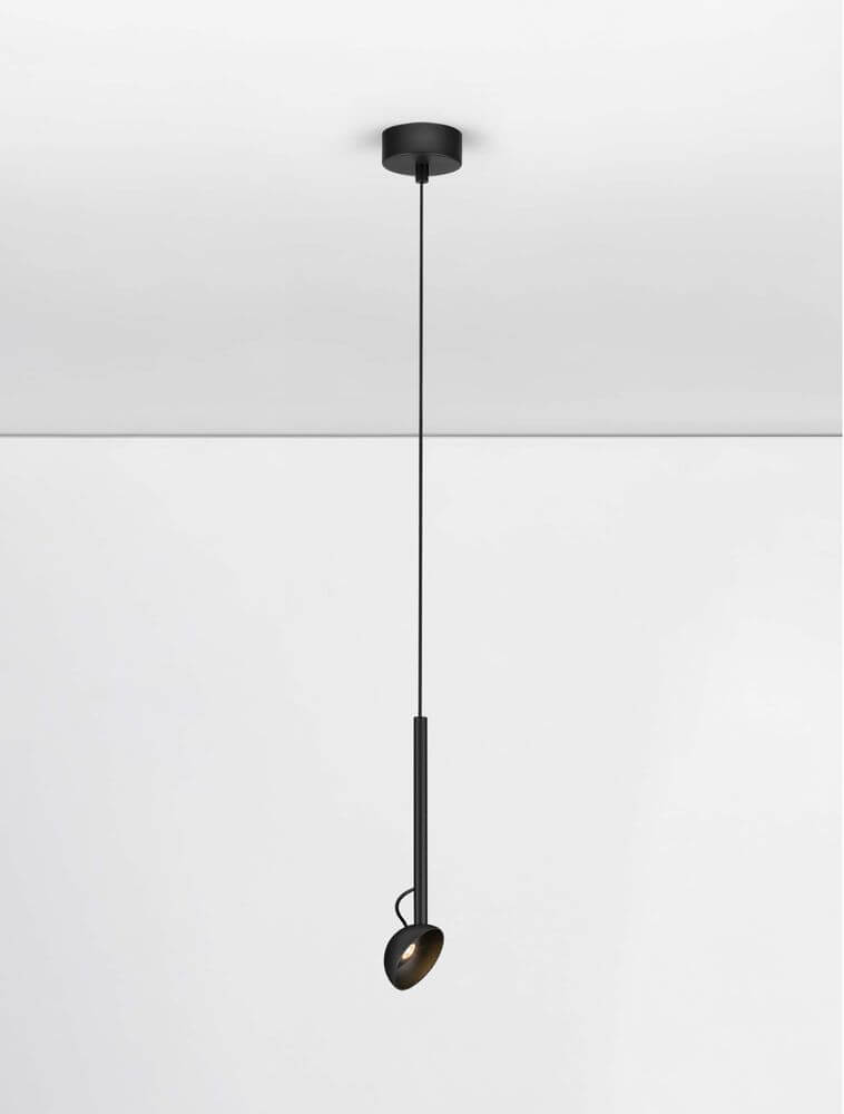 Ola LED Pendelleuchte Ø 8cm 3000K in modernem Design mit schwarzem Aluminiumkörper, ideal für stilvolle Raumakzente.