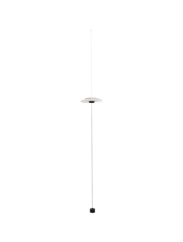 Olea LED Deckenleuchte Ø 35cm 3000K Netzstecker Weiß,Schwarz an einem dünnen Kabel hängend.