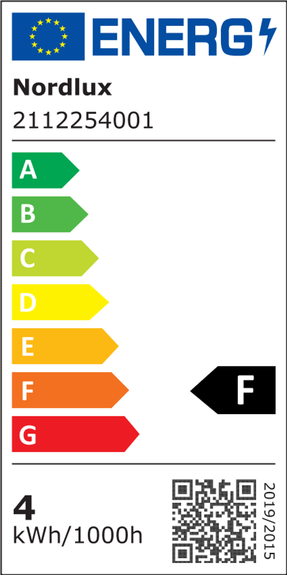 Omari LED Stehlampe mit Energielabel, Effizienzklasse F, Nordlux, 4 kWh/1000h Verbrauch