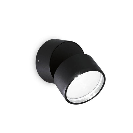 Omega LED Außen Wandleuchte IP54 in modernem Design und schwarzer Farbe, ideal für den Außenbereich.