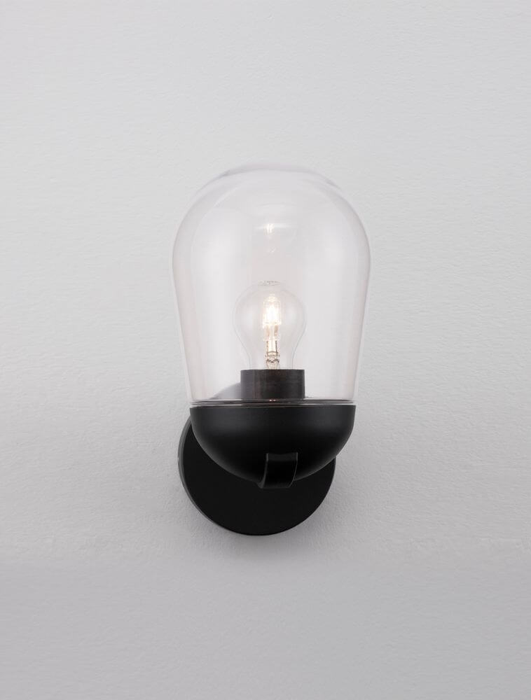 Omika Außenwandleuchte Dunkelgrau IP54 mit Glasabdeckung und E27 Fassung, ideal für Außenbereiche.