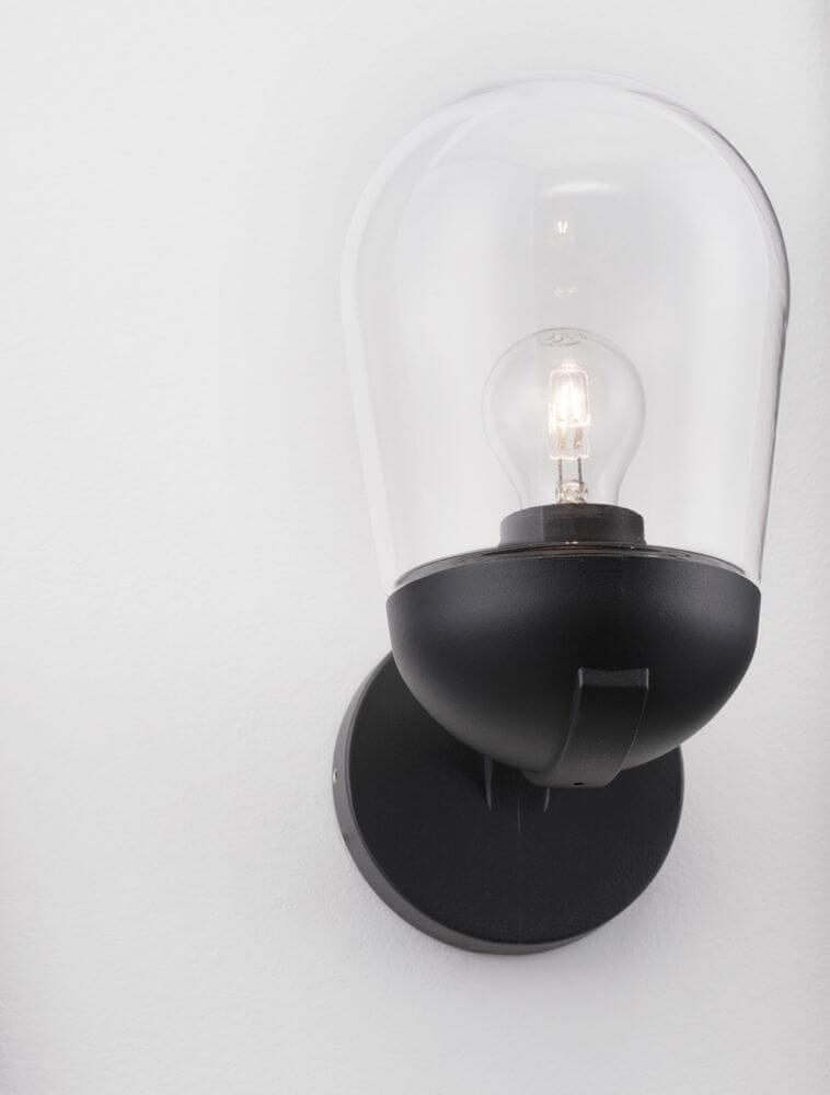 Omika Außenwandleuchte Dunkelgrau IP54 mit modernem Design aus Aluminium und Glas für Außenbereiche