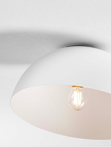 Plafonnier Onia E27 Ø 29 cm en blanc avec ampoule, design moderne, éclairage de plafond pour la maison.
