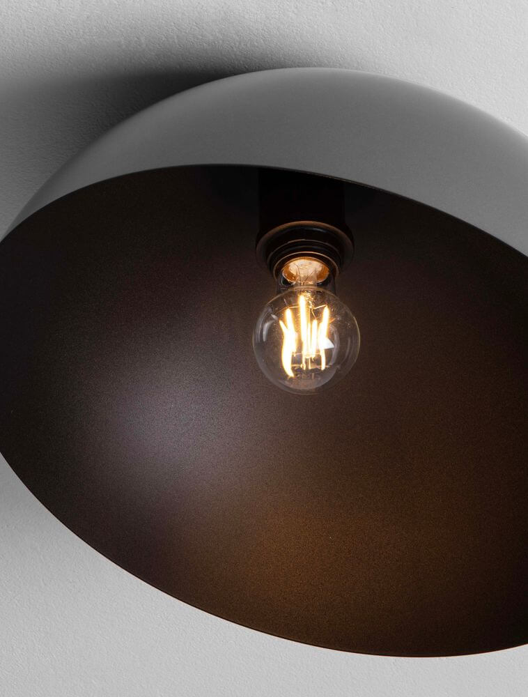 Onia Deckenleuchte E27 Ø 40cm moderne schwarze Deckenlampe mit sichtbarer Glühlampe in minimalistischem Design