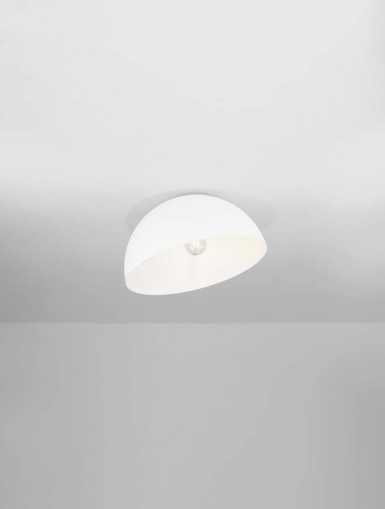 Onia Deckenleuchte E27 Ø 40cm - weiße Halbkugel-Deckenleuchte mit sichtbarer E27-Glühbirne, modernes minimalistisches Design