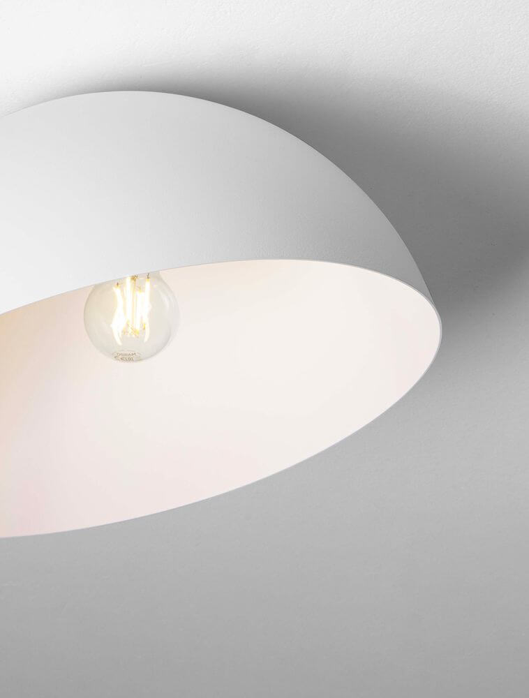 Onia Deckenleuchte E27 Ø 40cm in weiß, moderne runde Deckenlampe mit sichtbarer Glühbirne für Wohnraumbeleuchtung