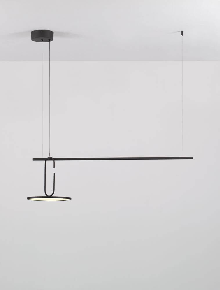 Opi LED Pendelleuchte Horizontal 3000K Schwarz, schlanke schwarze LED Pendelleuchte 180x100x30 cm, heller 3000K Leuchtstreifen für Esszimmer/Arbeitstisch