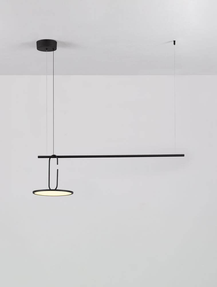Opi LED Pendelleuchte Horizontal 3000K Schwarz – moderne schwarze Pendelleuchte 180x100x30 cm, LED ohne Dimmer, ideal für Wohnzimmer oder Esszimmer