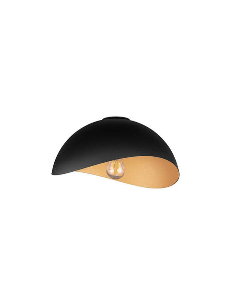 Opsi Deckenleuchte E27 Ø 30cm schwarz/gold, moderne Deckenlampe mit elegantem Halbschirm