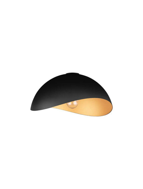 Opsi ceiling light E27 Ø 40 cm in elegant matte black with gold reflector for warm light.