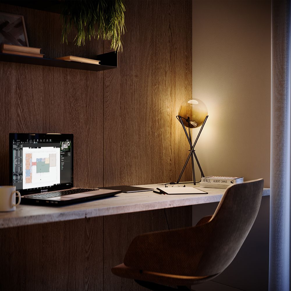 s.luce Orb Axis bordlampe i glas med stativ 20 cm