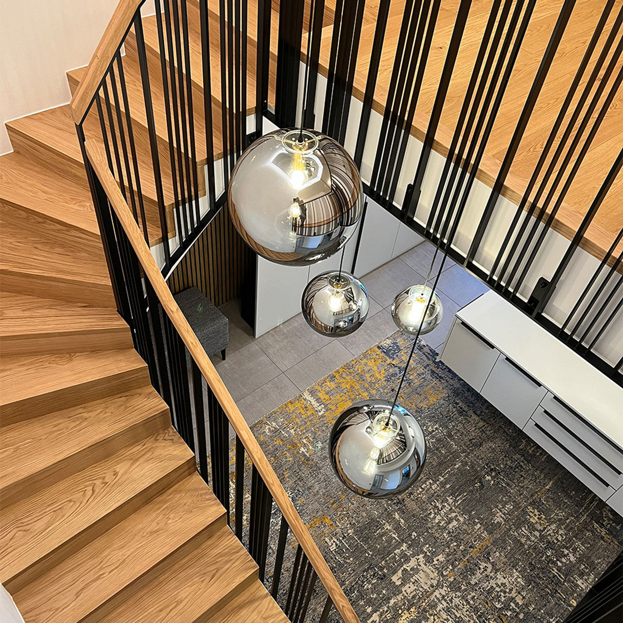 s.luce Orb Glaskugel Galerieleuchte 500cm Aufhängung Schwarz