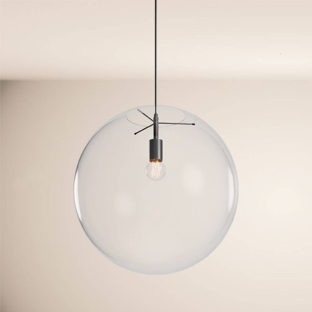 s.luce Orb Glaskugel Galerieleuchte 5m Abhängung mit klarem Glas und minimalistischem Design.