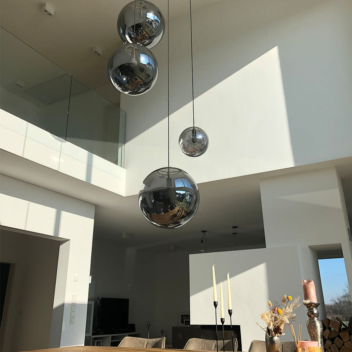 s.luce Orb Glaskugel Galerieleuchte 500cm Aufhängung Schwarz