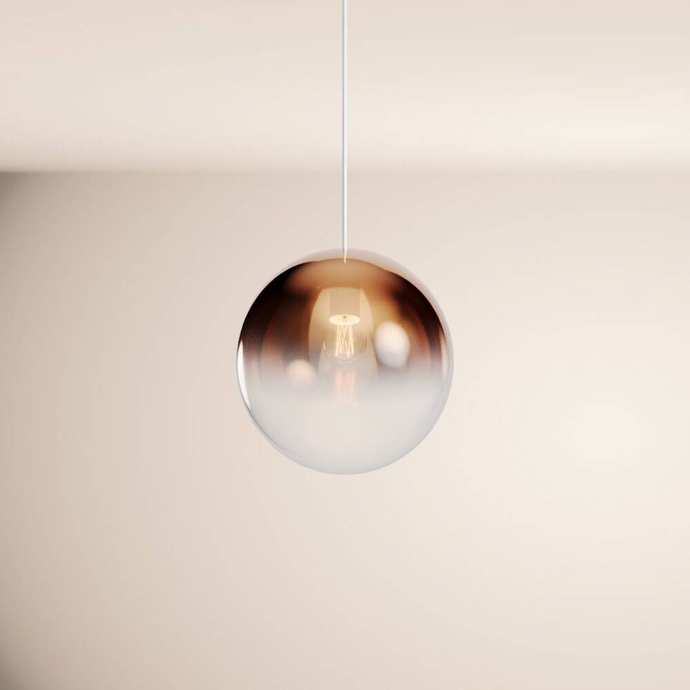 s.luce Orb Glaskugel Galerieleuchte Aufhängung 500cm Weiß über einem neutralen Hintergrund, modern und minimalistisch.