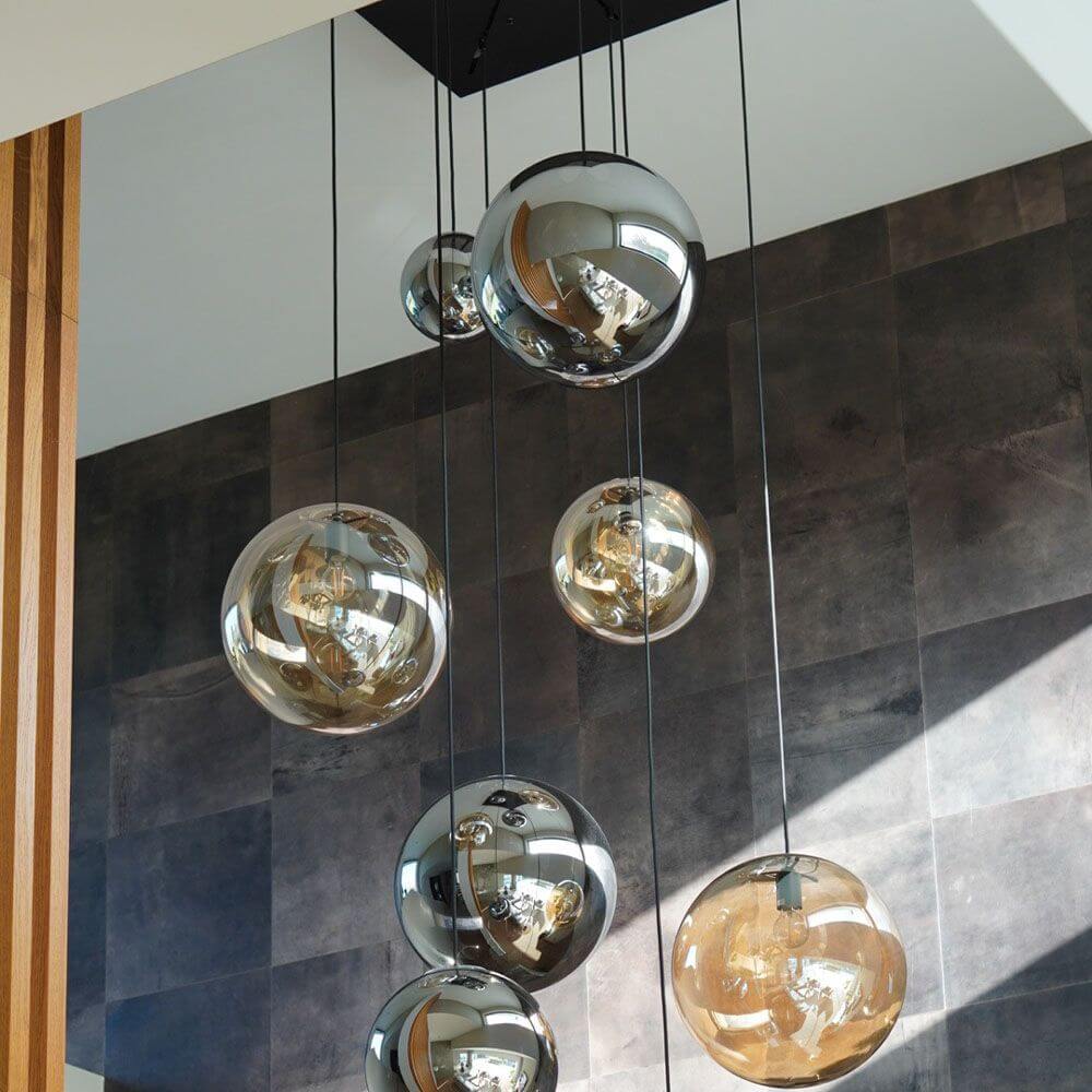 s.luce Orb Boule en verre Lampe à suspendre 150cm Suspension noire