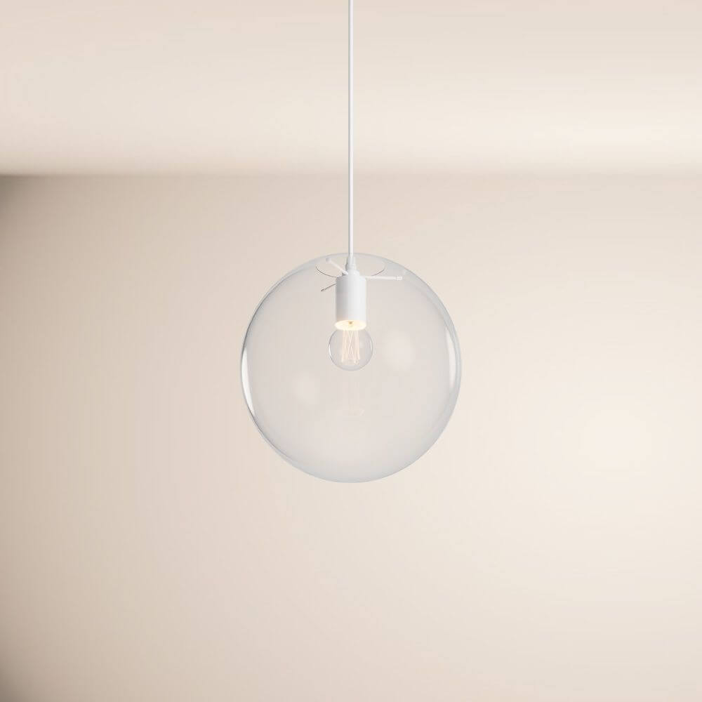 s.luce Orb Glaskugel Pendelleuchte Aufhängung 150cm Weiß im modernen und stilvollen Design.